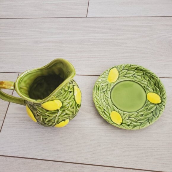 Vintage 70s 80s Japan Relpo Porcelain Style Fruit Lemon Tree Leaf Pitcher - Picture 6 of 8